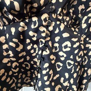 Leopard Print Button-Up Blouse